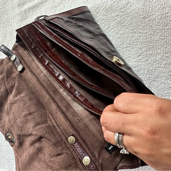 Vintage 70s Burgundy Red Eel Skin Leather Cross Body Purse &/or Clutch - Picture 6 of 12